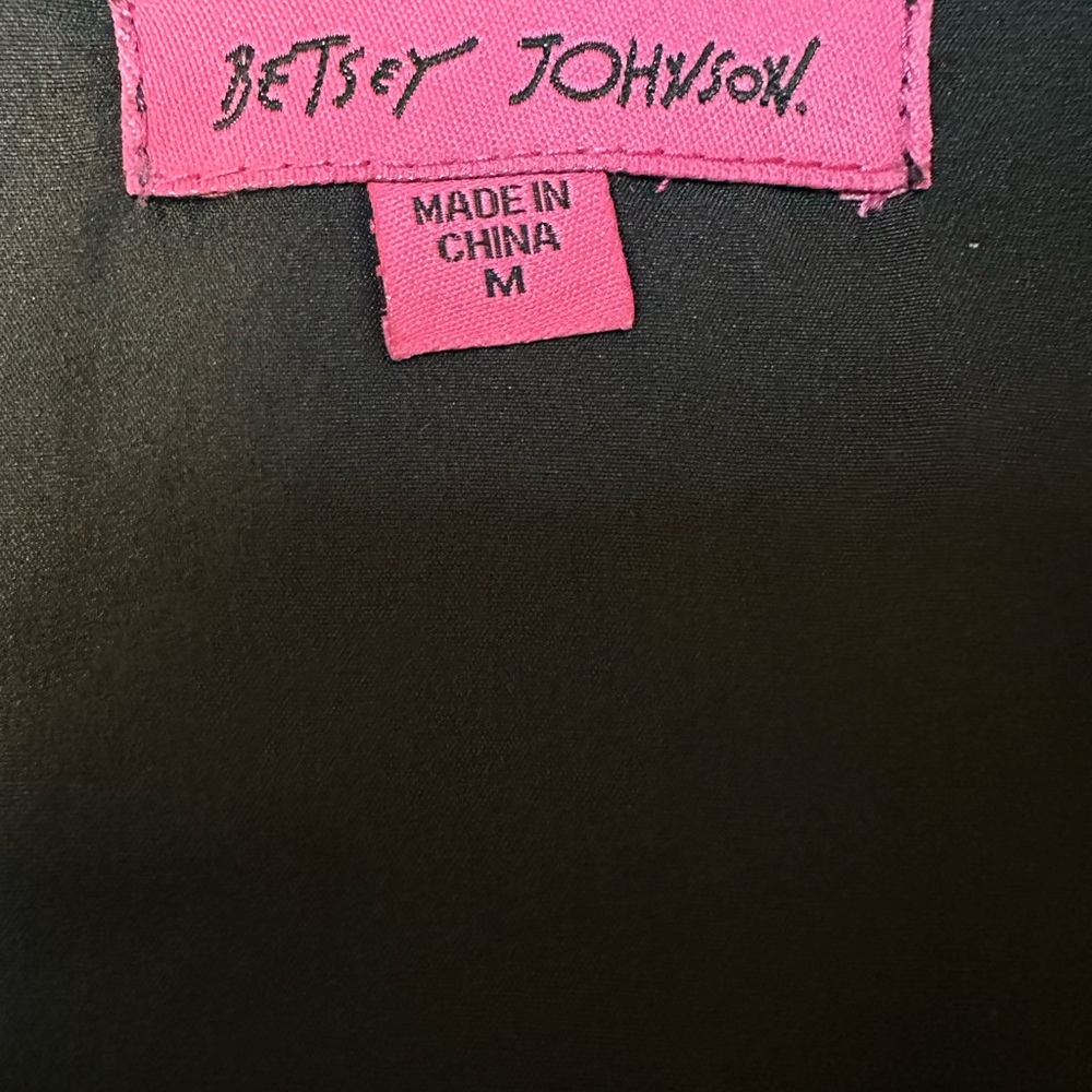 Betsey Johnson Black Velvet Heart Pattern Mini Dress Medium - Picture 7 of 7